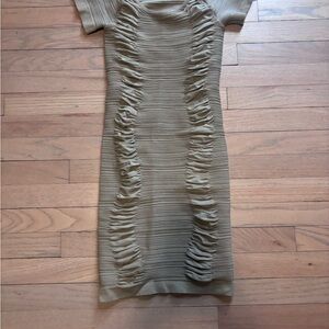 Aura Stretchy Tan Ruched Dress